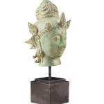 Vintage Indonesian Bronze Vishnu Head Sculpture 12" | Serene Divine Expression | Preserver Protector Hindu Art | Intricate Details | Aged Finish | Cultural Heritage Decor